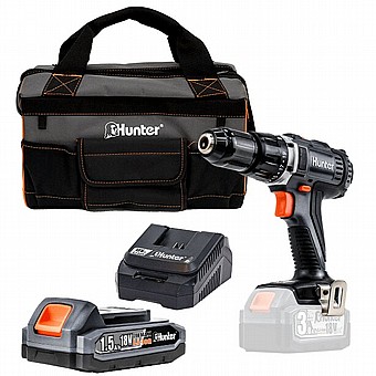מברגה רוטטת/קודחת Hunter 100311-007 18V - עם סוללה 1.5Ah