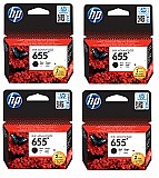 סט 4 ראשי דיו שחור מקוריים HP 655 סט 4 ראשי דיו שחור מקוריים HP 655