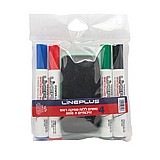 סט 4 טושים ללוח מחיק ראש שטוח + ספוג - מבית Line Plus סט 4 טושים ללוח מחיק ראש שטוח + ספוג - מבית Line Plus