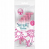 סכין גילוח לנשים חד פעמי Gillette Venus Simly לנשים שני להבים מארז חמישה סכינים סכין גילוח לנשים חד פעמי Gillette Venus Simly לנשים שני להבים מארז חמישה סכינים