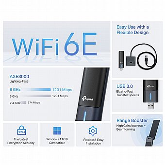���� ��� ������ TP-Link AXE3000 WiFi 6E Archer TXE50UH USB