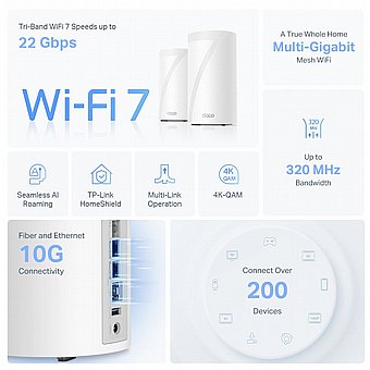 ����� TP-Link BE19000 Whole Home Mesh Wi-Fi 7 System Deco BE85 - ��� ������